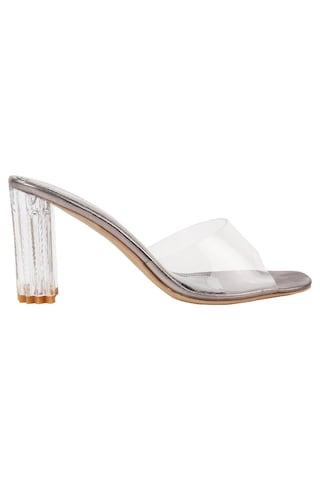 silver solid casual women sandal
