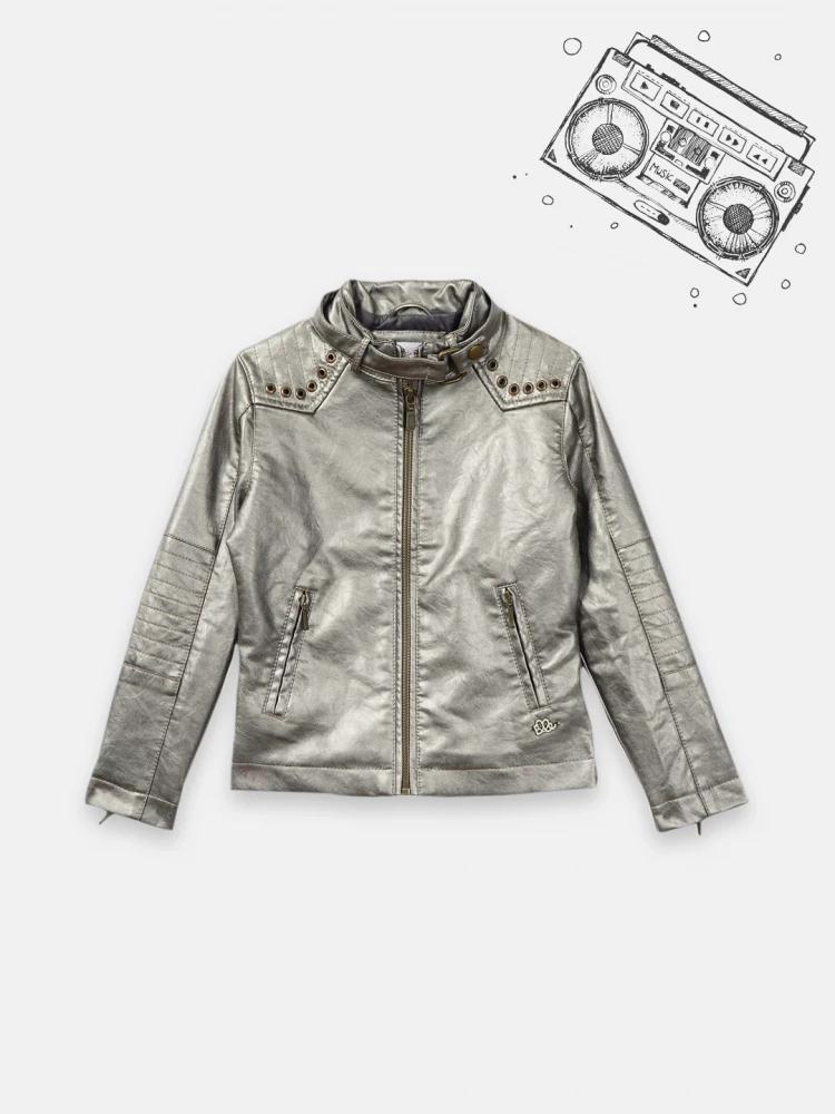 silver solid collar jacket