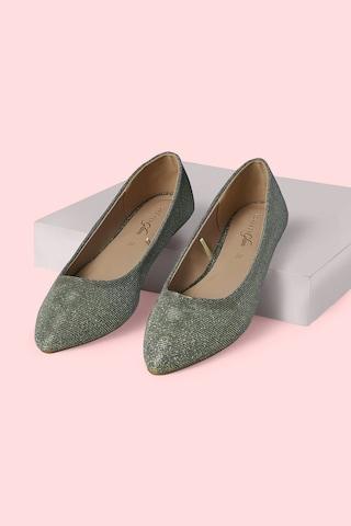 silver textured casual women flat shoes