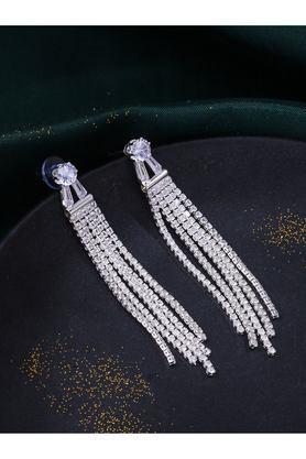 silver toned contemporary drop earrings
