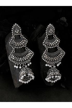 silver toned contemporary jhumka earrings
