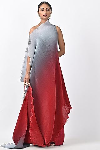 silver & red ombre pleated tunic