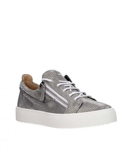 silver anthracite leather sneakers