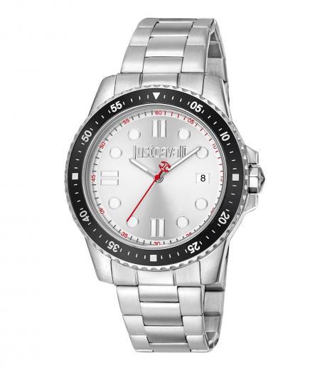 silver black bezel watch