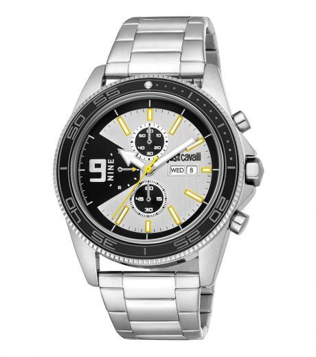 silver black bezel watch