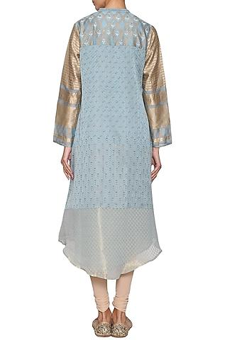 silver blue embroidered tunic