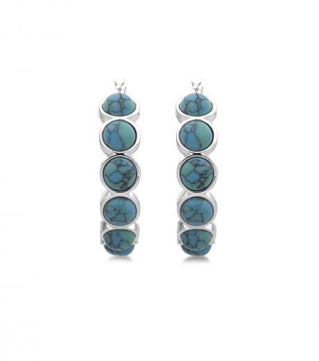 silver blue hoop earrings