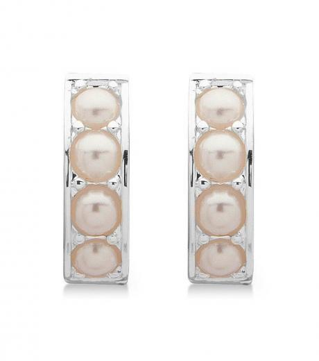 silver blush faux pearl earrings