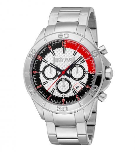 silver chrono dial watch