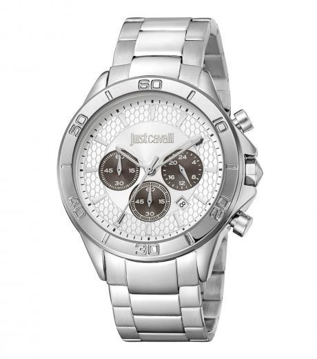 silver chrono dial watch