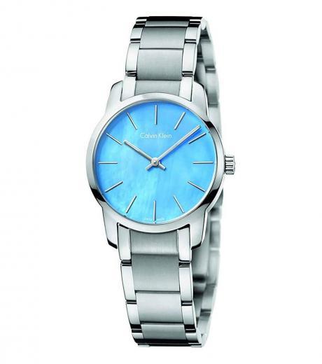 silver city blue dial watch