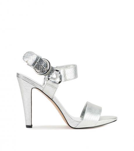 silver croc embossed heels