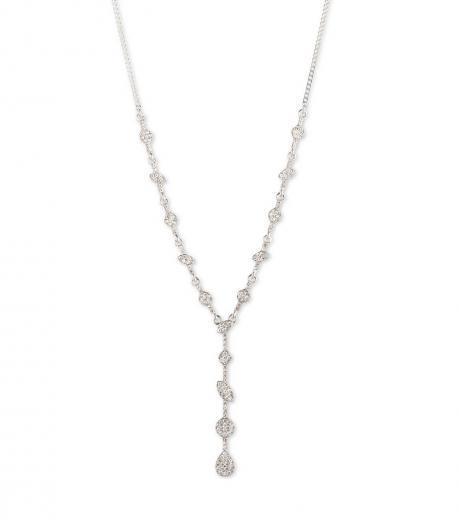 silver crystal y necklace