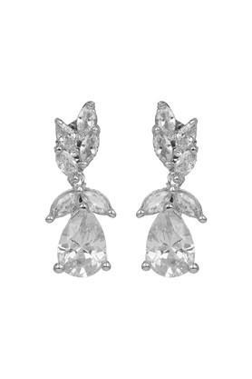 silver delicate earrings with american diamond