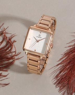 silver dial analogue fashion watch with steel strap for women