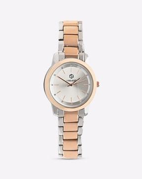 silver dial analogue fashion watch with steel strap for women