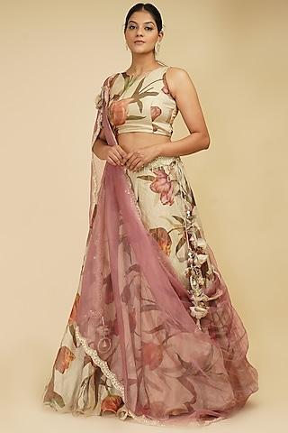 silver digital printed lehenga set