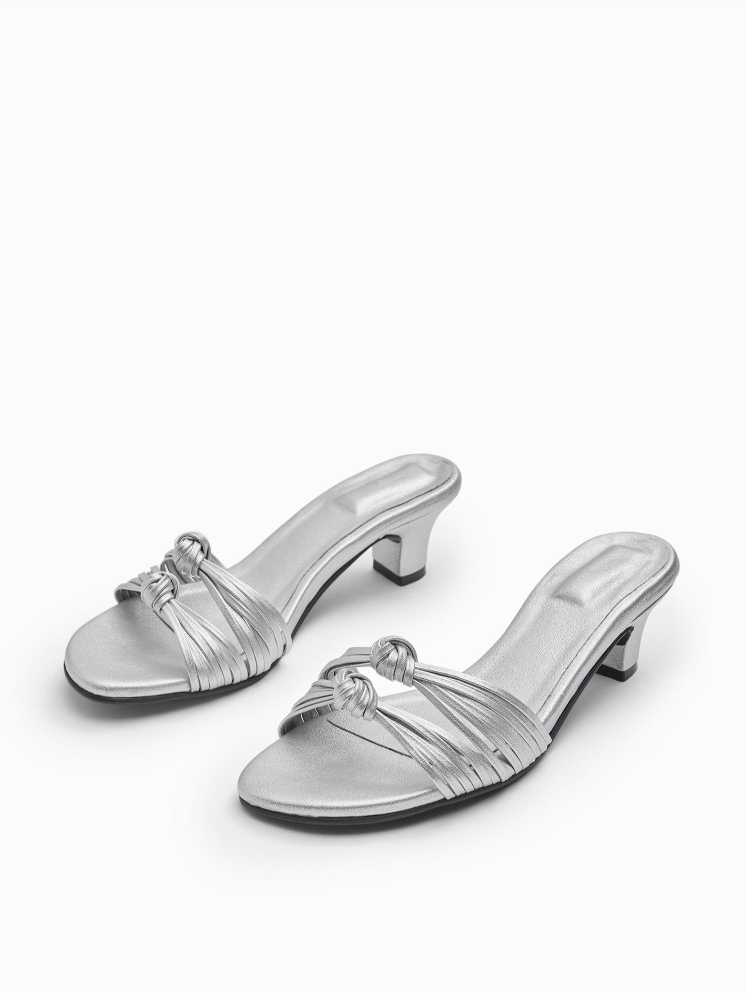 silver double knotted heels