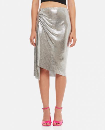 silver draped aluminum midi skirt