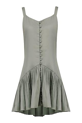 silver drop waist pleated dress