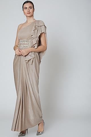 silver embellished draped gown