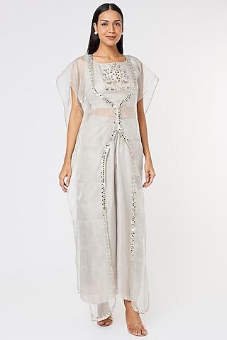 silver embroidered cape set