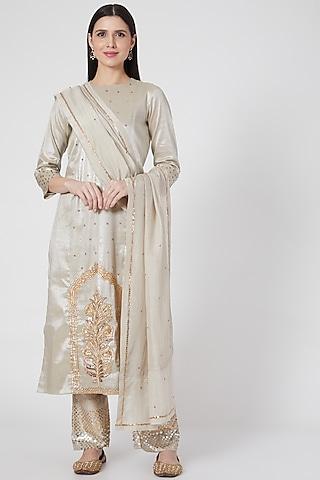 silver embroidered tunic set