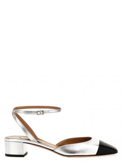 silver french slingback pumps
