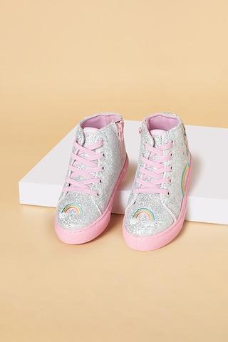 silver glitter hi top casual girls casual shoes