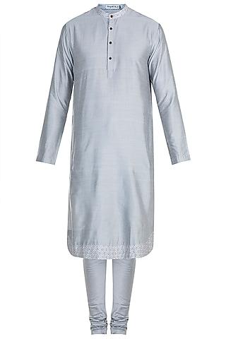 silver grey embroidered kurta set