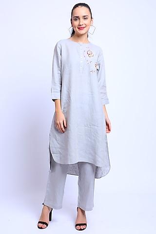 silver grey embroidered tunic