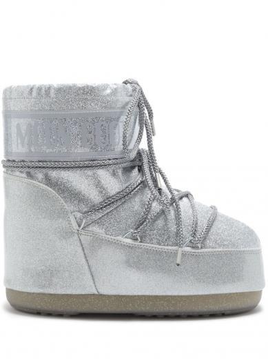 silver icon low glitter snow boots