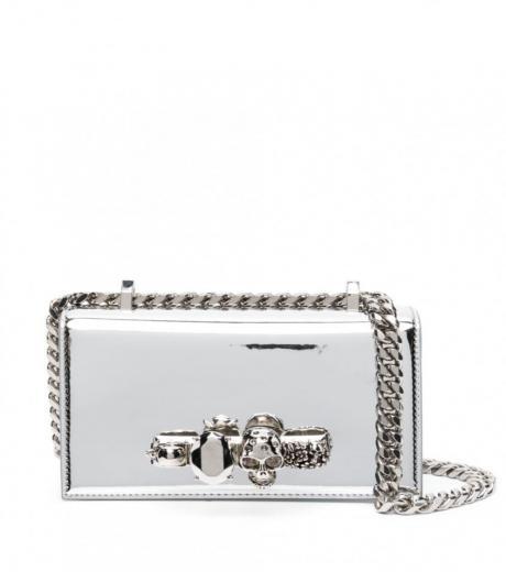 silver jewelled metallic mini crossbody bag