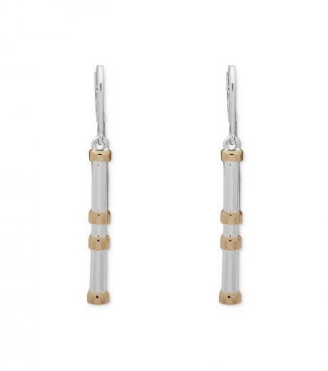 silver linear drop earrings