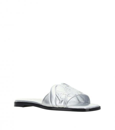 silver logo slip on flats