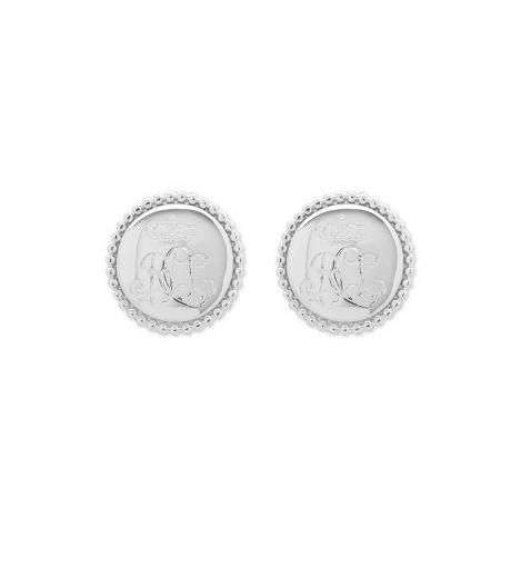 silver logo stud earrings