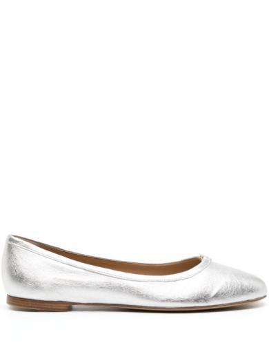 silver marcie metallic leather ballet flats