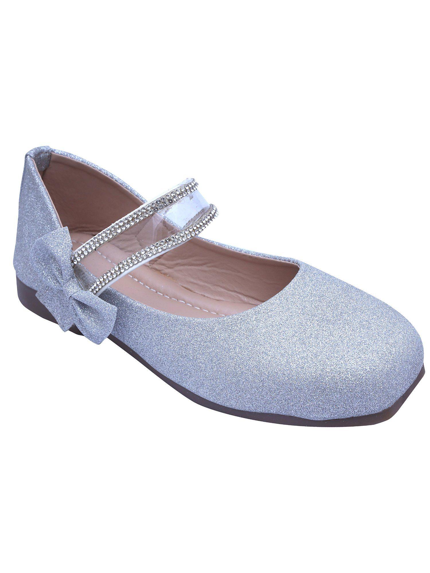 silver mary janes for girls with side bow