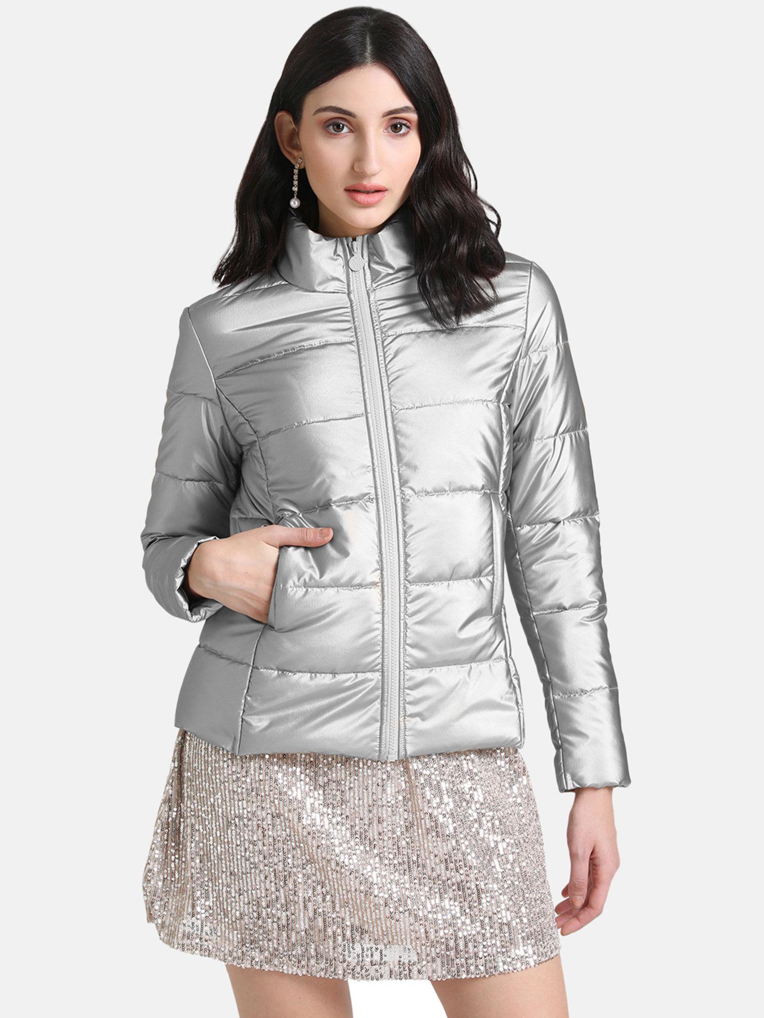 silver metallic down jacket