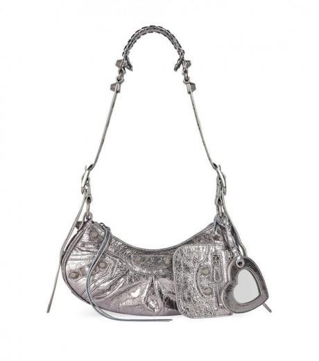 silver metallic le cagole shoulder bag