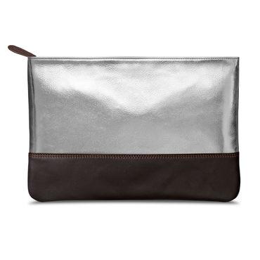 silver metallic pu faux leather regular stash pouch
