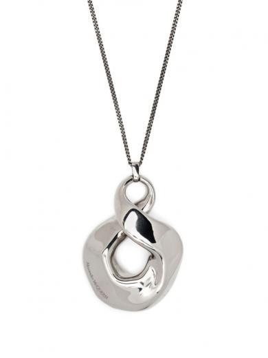 silver oversize-pendant necklace