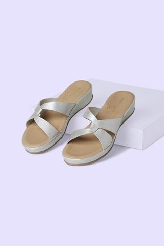 silver perforated casual women comfort sandals