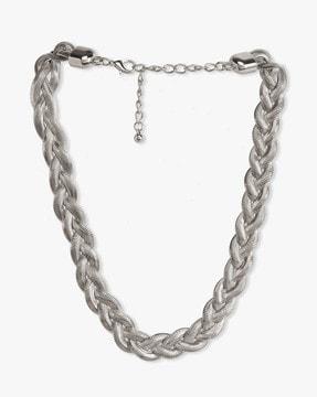 silver-plated braided necklace