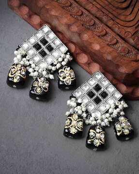 silver-plated danglers earrings