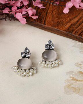 silver-plated pearl studs