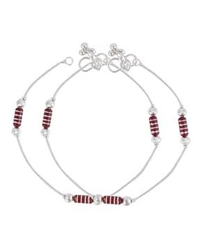 silver-plated studded anklets