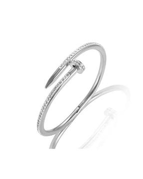 silver-plated ad-studded cuff bracelet