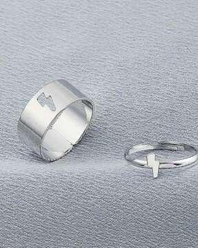 silver-plated adjustable couple rings