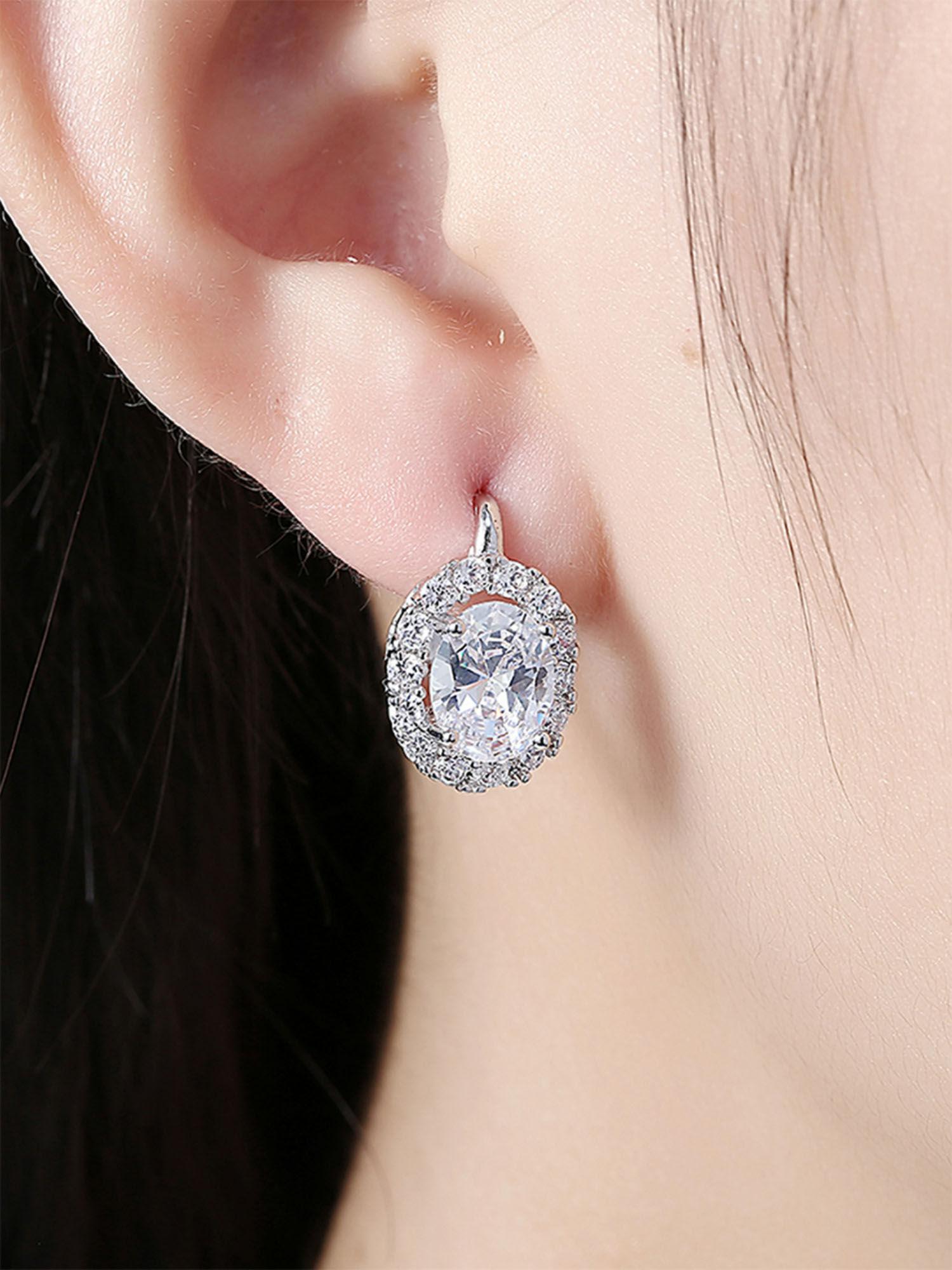 silver-plated and white crystal classic studs earrings
